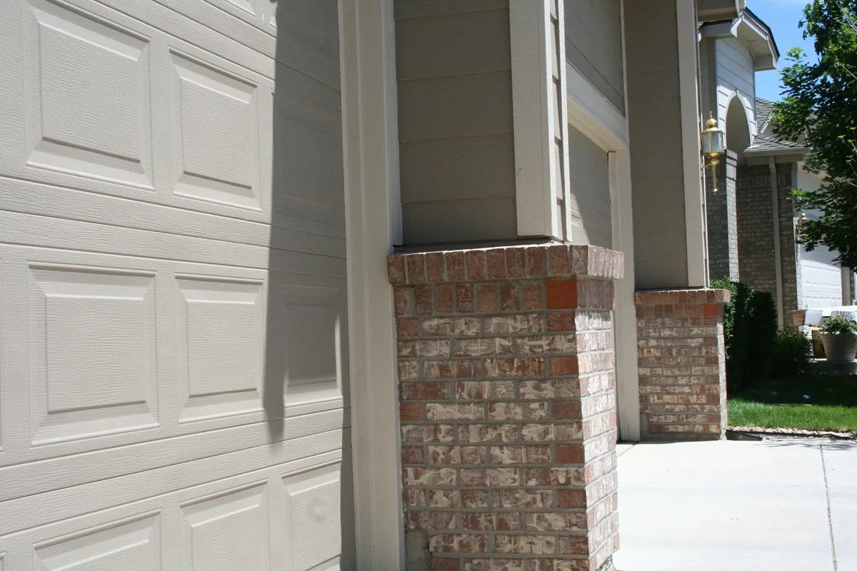 Brick column base before faux finishing