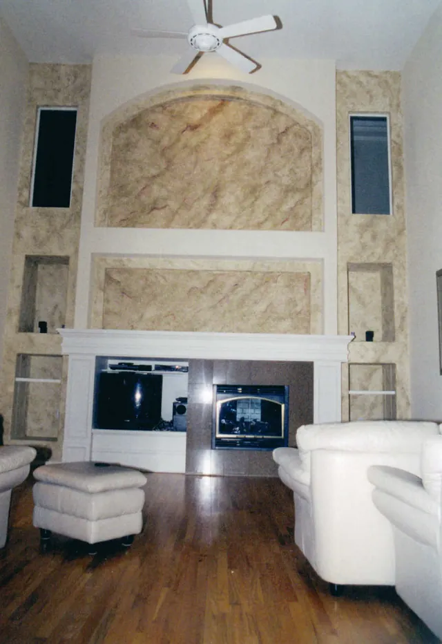 Great room with fireplace — after