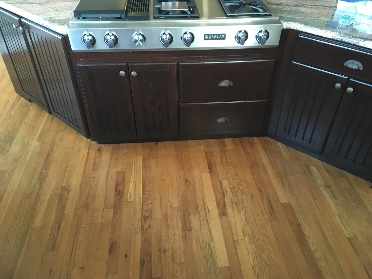Range island refinished in deep espresso