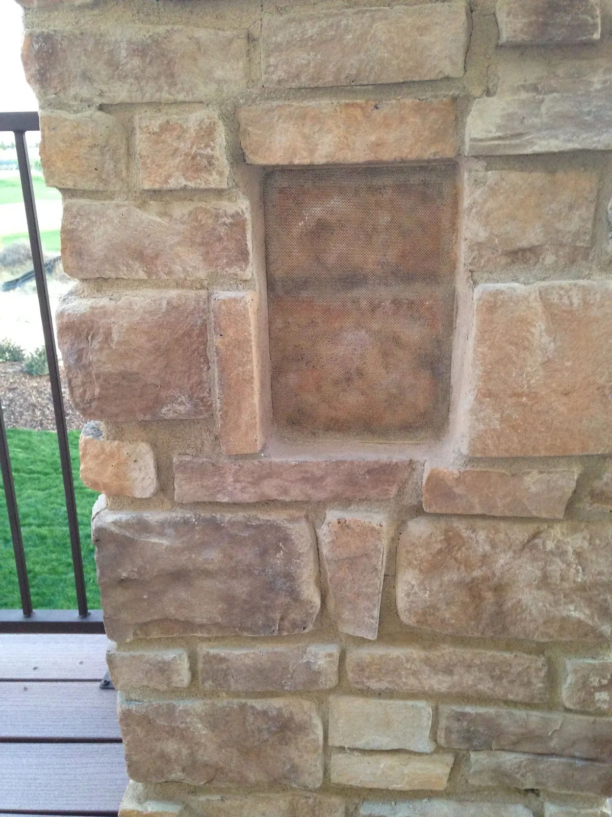 Faux stone speaker cover detail
