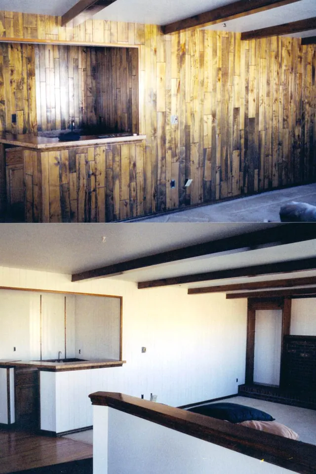 Reclaimed wood feature wall